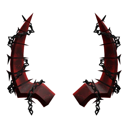 Crimson Red Chained Emo Horns