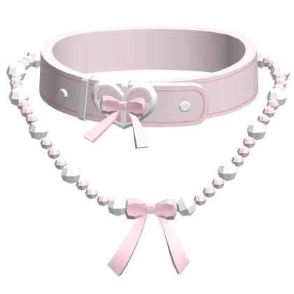 heart collar w beaded necklace (pink)