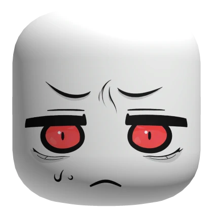 Stressed Tired Chibi Demon Face with Red Eyes