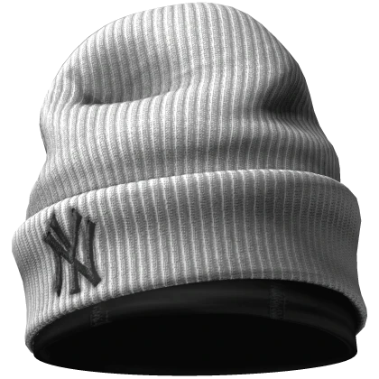 White Oversized NY Beanie w/ Skullcap