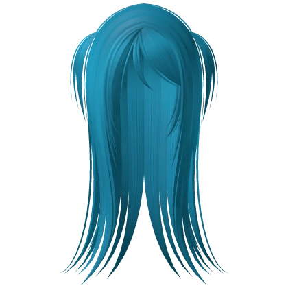 ꒰♡꒱ cute emo long straight hair w pigtails blue