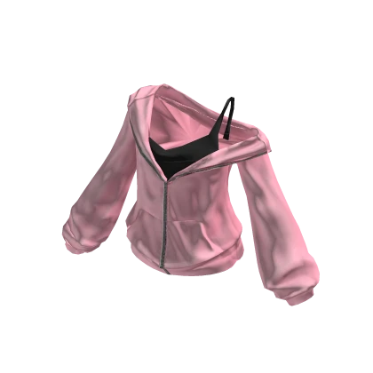 Off Shoulder Oversized Hoodie Pink