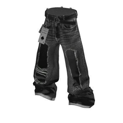 💜 Ripped Jeans Pants_Black