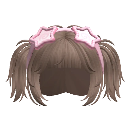 ♡ brown messy pigtails + cute star goggles