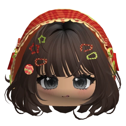 Brown Igari Bob w/ Cute Face & Red Bonnet