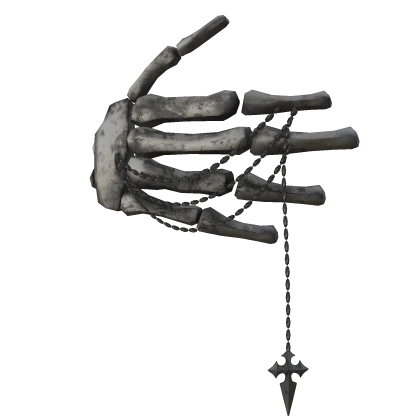 Skeleton Hand Covering Face w/ Chrome Heart Dagger
