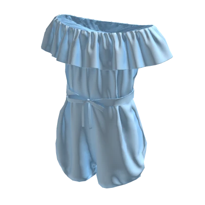 Blue Off Shoulder Romper
