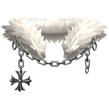 Cream Chained Chrome Pendant Neck Fur