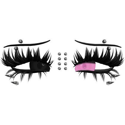 ♡ emo lashes w piercings (black/pink)