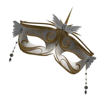 venetian mask on head in gold