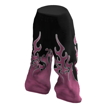 Baggy Flame Sweats Black and Pink