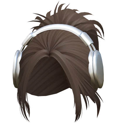 Y2K Anime Spikey Messy Bun w Headphones in Brown