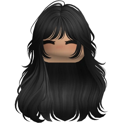 Black Messy Wavy Hair w/ Cute Blush Face