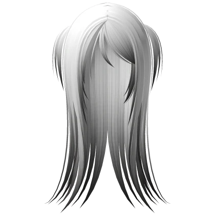 ꒰♡꒱ emo long straight hair w pigtails white black