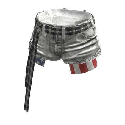 💜 Check Belt Denim Shorts_White