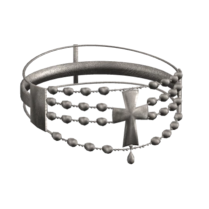 Pearl Goth Cross Couture Choker in Silver