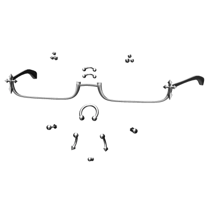 Y2K Chrome Cross Glasses with Emo Face Piercings