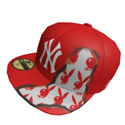 NY x PB Red Burning  Fitted Cap | Forward