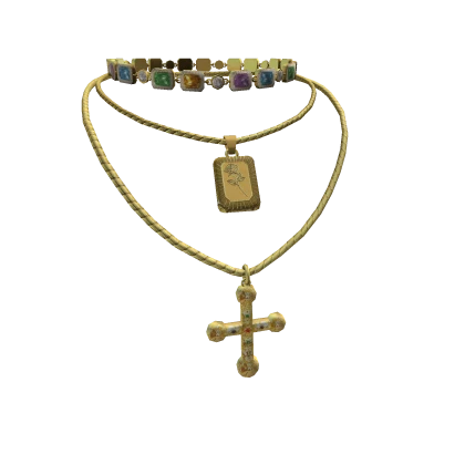 Gold Triple Chain w/ Rose [3.0]