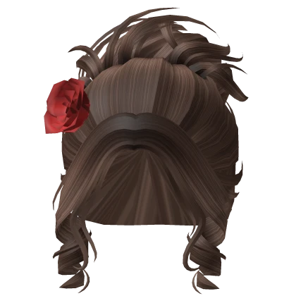 Valentines Rose Flower Messy Bun in Brown
