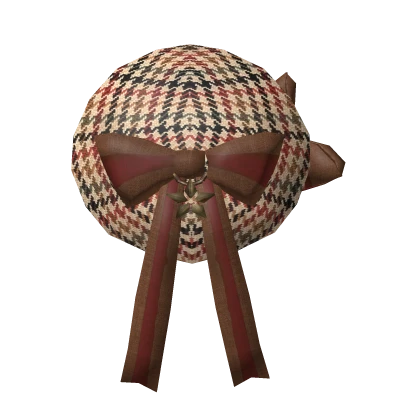 ✨Brown Houndstooth Bowtie Sailor Beret Hat   