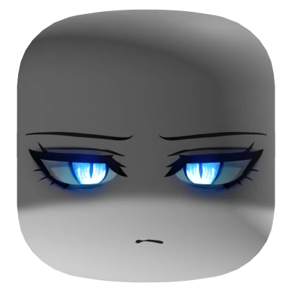 Shadowed Angel Face w/ Blue Glowing Eyes - White