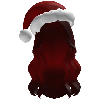Wavy Red Hair w/ Christman Santa Hat