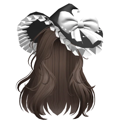 Straight Hair w/ Halloween Witch Hat in Brown