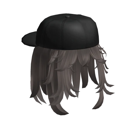 Ash Brown Wolfcut W/ Backwards Grunge Cap