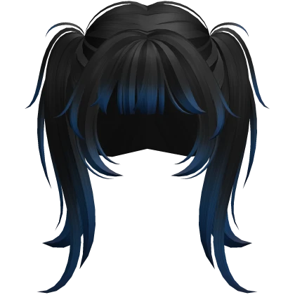 black blue long high rockstar pigtails hair