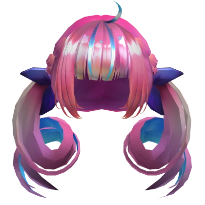 Aqua Idol Vtuber Swirly Pigtail Hair Purple Pink