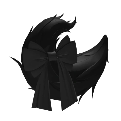 Cute Fluffy Black Anime Cat / Kitsune Tail w/ Bow