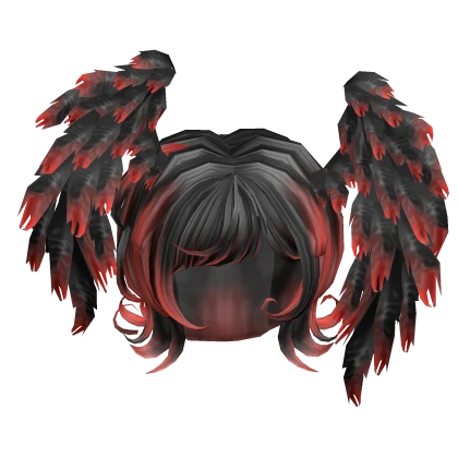 Gothic Angel feathered Wolf Cut [black & Red]