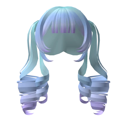 Fun Cotton Candy Blue Purple Large Bouncy Curls 