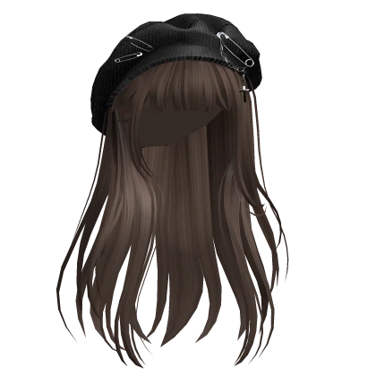 Brown Straight Hair w/ Beret