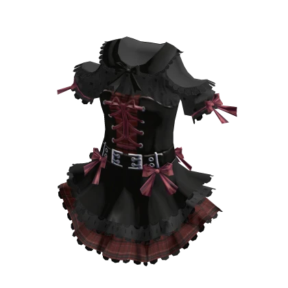 Off-Shoulder Dress – Gothic Punk (Red)