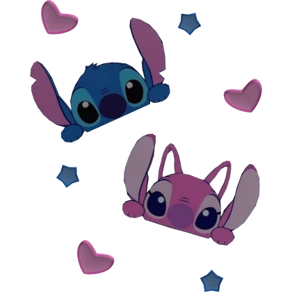 Blue Stitch Couple Pink Angel Alien Bunny Stickers