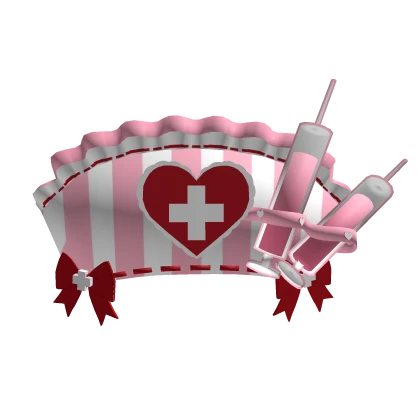 pink red white party costume ruffled nurse hat