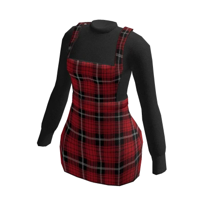 Y2K Red Plaid Christmas Dress