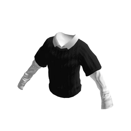 Black  Knitted Sweater with White Full Sleeve