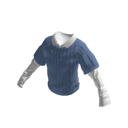 Blue  Knitted Sweater with White Full Sleeve