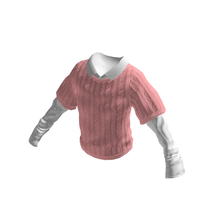 Pink Knitted Sweater with White Full Sleeve