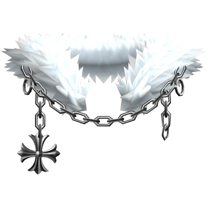 Pastel Blue Light Chained Chrome Pendant Neck Fur