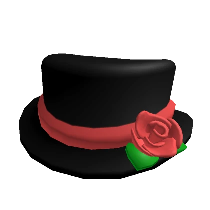 Stylish Top Hat with Rose (Red)