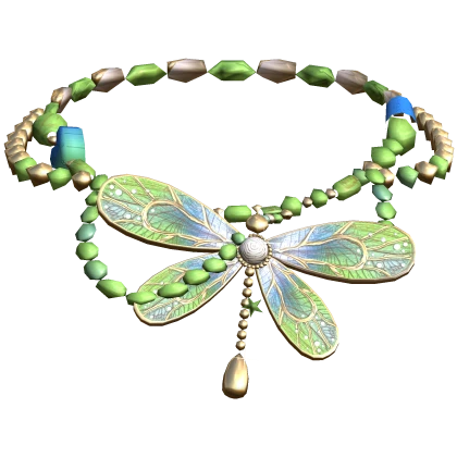 Green & Blue Mythical Fairy Necklace with Pearls