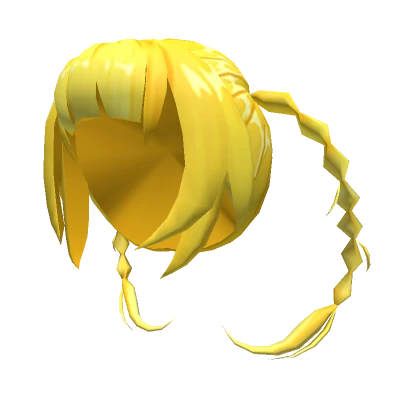 Short Yellow Bob w/ Bangs & Stylized Pigtails