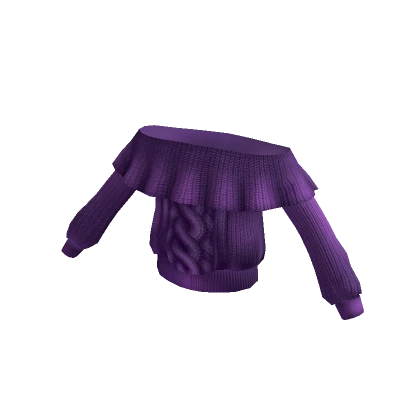 Off The Shoulder Ruffle Sweater - Purple