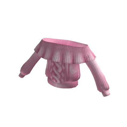 Off The Shoulder Ruffle Sweater - Pink