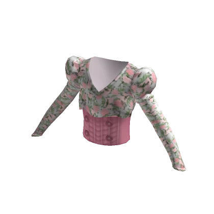 Puffed Sleeve Corset Top - White Floral