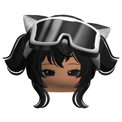 Cute Emo Kawaii Girl Y2K Kitty Beanie and Goggles